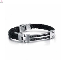 Bracelete de couro dos homens extravagantes, bracelete de couro barato da corrente da mão de Jewley dos homens da forma